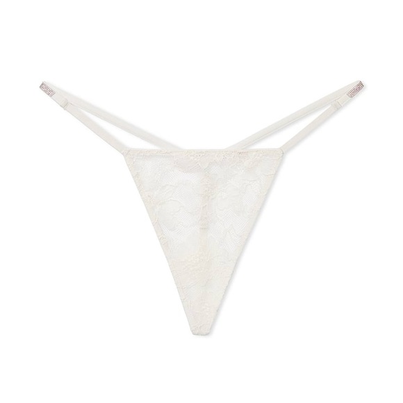 Victoria’s Secret White Shine Strap Lace V-String Panty - Picture 4 of 5